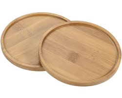 2 Pcs Flower Pot Coasters, 13cm Outer Diameter Bamboo, Round Flowers Drip Tray for Indoor Use