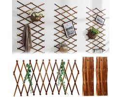 2 Pcs Houten Uittrekbare Plantenrooster - Verticale Klimplantenplank - Scheidingsrooster - Kleine Dierenwandpaneel - Wanddecoratie - Hangend Frame voor Kamer - Tuin - Patio - Binnen en Buiten