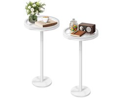 2 Pcs Side Tables - Round Marble Small Table with Metal Frame and Plate - Bedside Round for Living Room Bedroom - Gemakkelijk te Monteren - Modern Design