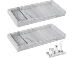 2 PCS Silicone Bathroom Organiser - Decoratieve Tray met Marmerstructuur - 20 x 10 cm voor Cosmetica - Geur Tray - Voor Keuken en Badkamer