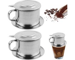 2 Pcs - Vietnamese Koffie Druppelaar Rvs Vietnamese Koffie Filter Professionele Wasbare Herbruikbare Cafe Accessoires.