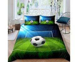2 Persoon Voetbal Beddengoed - Sport - Dekbed - Jongens Meisjes - Voetbal - Dekbedovertrek - Met Ritssluiting - Zacht - Microvezel - 200x200cm