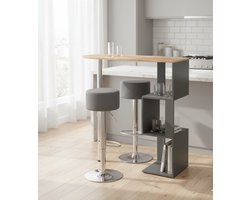 2-Persoons Bartafel Set met 2 Barkrukken – Hoge Rechthoekige Bistrotafel 113 x 40 cm van Krachtig Eikenhout Goud/Antraciet – Keukentafel, Huisbar, Woonkamer & Eetkamer | NoviHome