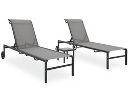 2-Persoons Loungeset – Tuinmeubel – Ligstoel – Buitenmeubel – Verstelbare Rugleuning – Duurzaam Staalframe