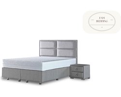 2 Persoons Opberg Boxspring Block Zilver 120x200