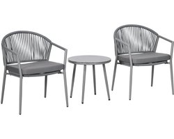 2-Persoons Tuinmeubelset – Loungeset – Balkonset – Terrasmeubilair – Buitenmeubels – Lichtgrijs – Compact Formaat – Weerbestendige Kussens