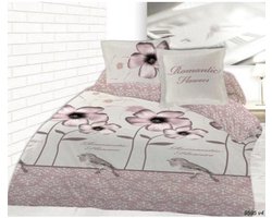 2-persoonsdekbedovertrek flanel Romantic Flowers 200x200 met 2 kussenslopen