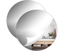 2 Pieces Acryl Spiegeltegels Rond Zelfklevend 20cm Zelfklevende Spiegel Rond Stickers DIY voor Thuis - Slaapkamer - Woonkamer - Interieur Decoratie