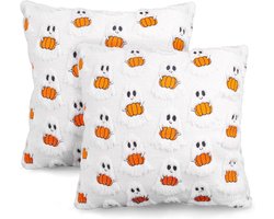 2 Pieces Halloween Kussenhoes 45 x 45 CM - Grappige Geest Decoratie - Halloween Kussen - Herfst Decoratie Binnen - Halloween Beddengoed Aesthetic Decoratie