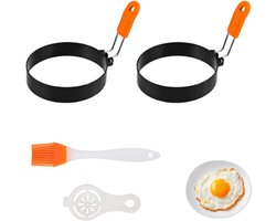 2 Pieces Mirror Egg Mould - Pancake Mould - Round Egg Rings - Stainless Steel Egg Shape Moulds voor Eieren en Pannen