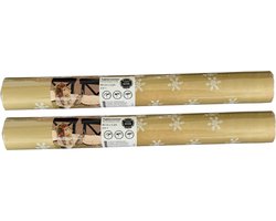 2 Rollen Airlaid Kerst Tafelloper 3-in-1 met Scheurlijn om de 40 cm – 40 x 320 cm – Kerstmotief – Tafelloper, Placemats & Tête-à-Tête – Goud - 2 Stuks