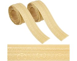 2 Rolls 2.3m x 8cm Moccasin Flexible Mirror Wall Base Edge Frame Lines - Peel and Stick Crown Molding Skirting Trim - Zelfklevende Foam 3D Wallpaper Border voor Thuis DIY Meubels