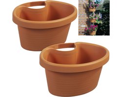 2 Ruime Regenpijp Bloempotten Plantenpotten Terra 27x23x14cm
