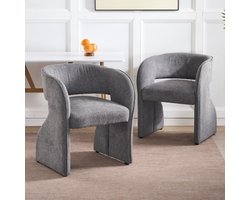 2 Set roman fauteuil, lounge stoel, gestoffeerde stoelen, enkele oven, buisstoel, individuele stoel, buurstoel, 59x61x75 cm, stof, laadcapaciteit 150 kg, grijs