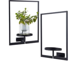 2 Sets Fotolijst Muur Plant Houder Zwart Metalen Venster Plant Planken Muur Plantenbakken voor Kamerplanten Wandgemonteerde Planten Houder Tuinbenodigdheden voor Woonkamer Modern Home Decor