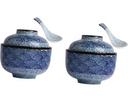 2 sets keramische stoofpan - ramen kom en Japanse soepkom met deksel