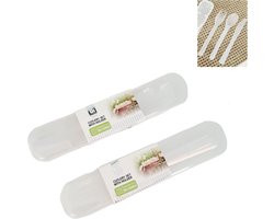 2 sets Kunststof bestek vork lepel mes - Meeneembestek - Herbruikbare bestek| gebruik voor Buiten - Binnen - Servies - Camping -Vakantie- School | Picknick bestek| Lunch box