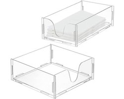 2 sets servettenhouders van transparant acryl - papieren doos - 19 mm vierkante doos - 24 x 13 cm - rechthoekig - voor tafel - keuken - badkamer