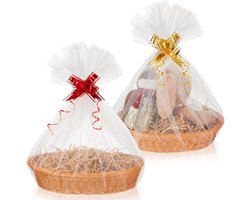 2 Sets Wicker Baskets - Maak Je Eigen Cadeau Mand Kit - Lege DIY Cadeau Mand voor Kerst, Verjaardag, Baby Shower, Bruiloft - 35 x 25cm