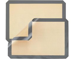 2 siliconen bakmatten, 30 × 21 cm hittebestendige bakfolie siliconenmat, grijze bakmat, bakplaatmat voor magnetron, bakken, makronen, koekjes, gebak, brood