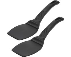 2 spatels met brede lepel voor grote etenswaren Lengte 29 cm kunststof Professional Zwart