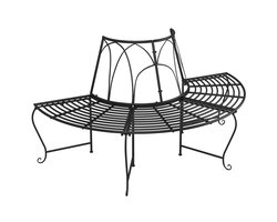 2 st Boombanken | tuinbank | Tuinbankje | Buitenbank halfrond Ø159 cm staal zwart