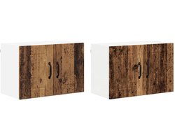 2 st Keukenkast | Wandkast | Muurkast | Opbergkast aan de muur met plank Oud hout 60 x 31 x 40 cm