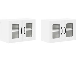 2 st Keukenkast | Wandkast | Muurkast | Opbergkast aan de muur Wit 60 x 31 x 40 cm Bewerkt hout