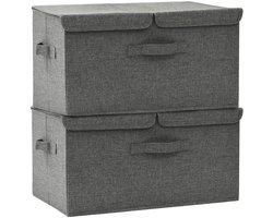 2 st Opbergbox | Opbergkisten 50x30x25 cm stof antracietkleurig