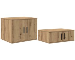 2 st Opbergkast | Bergkast | Opslagunit Artisan Eiken 103 x 41 x 40 cm Bewerkt hout