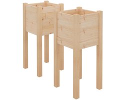 2 st Plantenbak | Bloembak | Bloempotken 31x31x70 cm massief grenenhout
