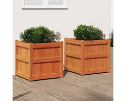 2 st Plantenbak | Bloembak | Bloempotken cm massief grenenhout wasbruin