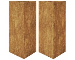 2 st Plantenbak | Bloembak | Bloempotken driehoek 40x40x75 cm weervast staal