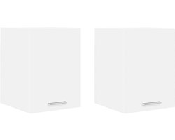 2 st Wandkast | Hangkast | Muurkast | Opbergkast met plank Riga Wit 30 x 31 x 40 cm Bewerkt hout