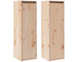 2 st Wandkast | Hangkast | Muurkast | Opbergkasten 30x30x100 cm massief grenenhout