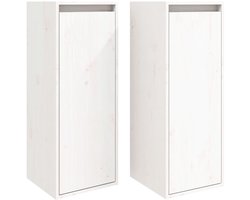 2 st Wandkast | Hangkast | Muurkast | Opbergkasten 30x30x80 cm massief grenenhout wit