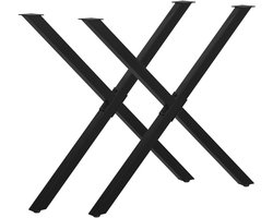 2 stalen tafelpoten/tafelonderstellen voor eettafel-bureau-salontafel-tafelonderstel in X-vorm-zwart-72 cm