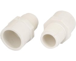 2 stks 20 mm 1/2" PT Mannelijke Schroefdraad PVC Rechte Buis Adapter Connector Wit
