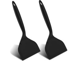 2 STKS Siliconen Spatel Pannenkoek Koken Turner Brede Flipper Keukengerei Non-stick Hoge Temperatuur Bestand Plastic Korte Platte Schop Schraper Kookgerei Grill Multifunctionele Ei Gereedschap Keukenaccessoires kookgerei