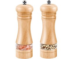 2 Stks Zout- en pepermolen - handmatige zoutmolen - houten pepermolen - geschikt voor keukenopslag, houten specerijen, pepermolen - originele houtkleur