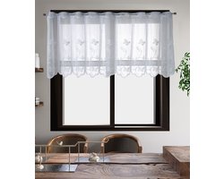 2 stukken - gaasgordijnen, transparante Jacquard -gordijnen, bloemgordijnen, landhuis taverne gordijnen, korte keukengordijnen, 74*60 cm