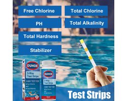 2 stuks 3-in-1 pH-test, papieren zwembadwaterkwaliteit, totale alkaliteit, hardheid zwembad, pH-teststrip voor schoon water