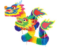2 Stuks 3D Papieren Draak Speelgoed voor Decoratie van Woonkamer en Feestjes, Creatieve Wanddecoratie en Kinderspeelgoed