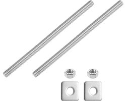 2 stuks 5/16"-18 UNC volledige schroefdraadstang 304 roestvrij staal lange schroefdraadschroef 150 mm lengte rechtse schroefdraad met vierkante schijven voor meubelmontage bevestiging