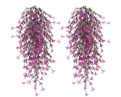 2 Stuks 78 Cm Kunstplanten Hangend Kunstplanten Hangend Als Echte Onderhoudsvrije Kunstplanten Hangplant Kunst Klimop Voor Bruiloft Kantoor Tuinfeest Muurdecoratie Huis（Rozerood）
