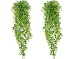 2 Stuks 78 Cm Kunstplanten Hangend Kunstplanten Hangend Als Echte Onderhoudsvrije Kunstplanten Hangplant Kunst Klimop Voor Bruiloft Kantoor Tuinfeest Muurdecoratie Huis（groente）