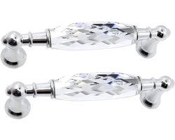 2 Stuks 96mm Kristallen Kastgrepen, Decoratieve Handgrepen voor Lades en Kasten, Rhinestone Deurgrepen voor Glazen Deuren