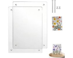 2 stuks Acryl fotolijst - ubbelzijdige acryl lijst -magnetische acryl fotolijst - Dubbelzijdige acryl fotolijst - Zelfgemaakte gedroogde en geperste bloemen - Geschikt voor op het bureau zelf te gebruiken geperste bloemen
