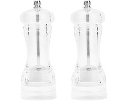 2 stuks acryl handmatige molen - Transparante peper- en zoutmolen kruidenmolen - 16.5cm - Keukengereedschap voor malen en kruiden
