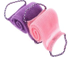 2 stuks Afrikaanse exfoliërende washandjes, duurzame mesh badscrubber voor diepe reiniging, snel drogend, paarsroze